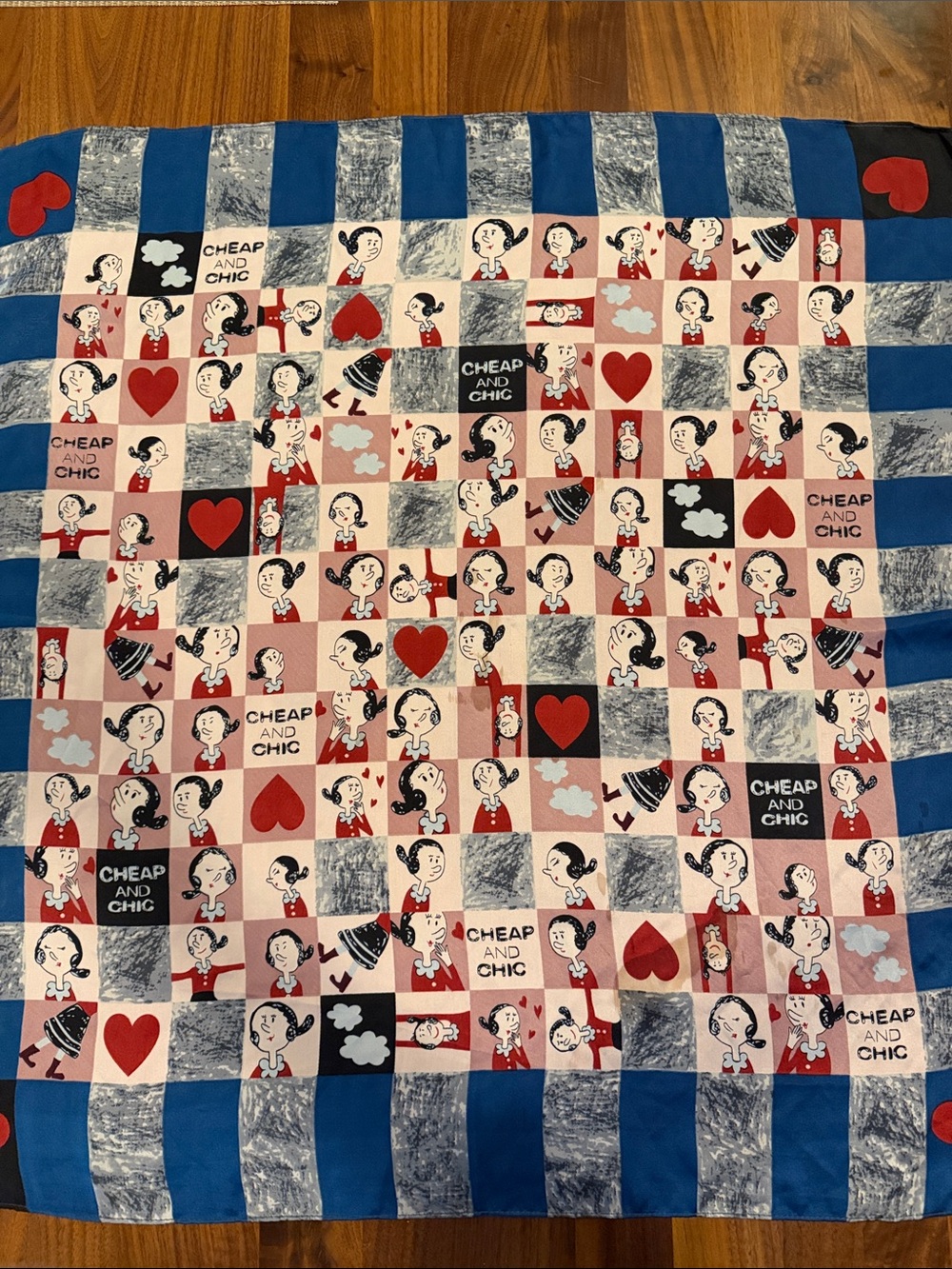 Moschino Inspired Olive Oly Chic and Cheap, Cartoon Patchwork Scarf